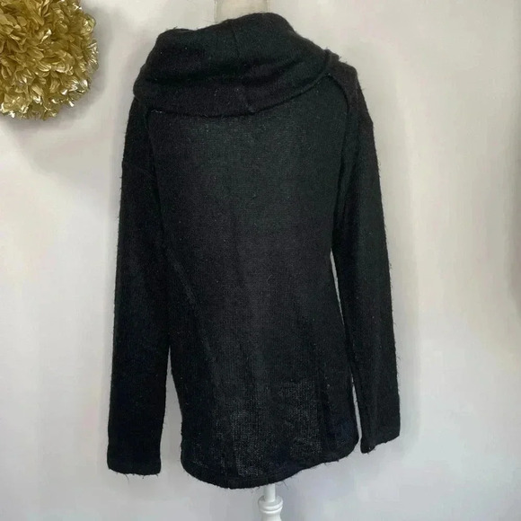 Sanctuary Womens Pullover Sweater Black Long Sleeve Cowl Neck Open Knit L - Picture 2 of 5